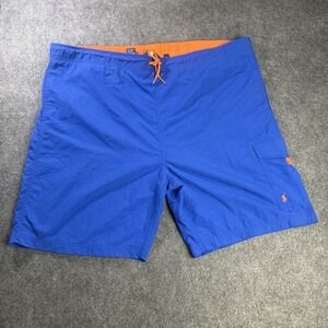 Y2K Polo Ralph Lauren Blue Orange Swim Trunks Board Shorts Men's XXL.  A10